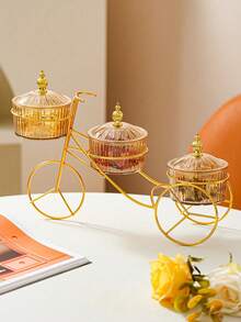 Bandeja original en forma de bicicleta de 1 pieza con juego de cuencos de diferentes tamaños para snacks y frutos secos.