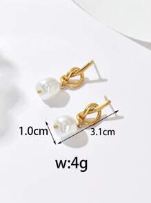 1 Pair 18K Gold Plated Stainless Steel Charm Stud Earrings, Simple Knot Design Stainless Steel Earrings, Ideal For Daily Wear And Festival Gifts Couple