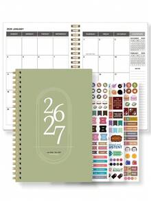 1本2026-2027学年月度计划日历，含3张贴纸，两年概览（2026年1月至2027年12月），带标签页、笔记栏，包含美国节假日，是学生、教师和忙碌家庭的理想之选，也是办公室返校用品和2026年新年礼物。 - 彩色 - 查看 10