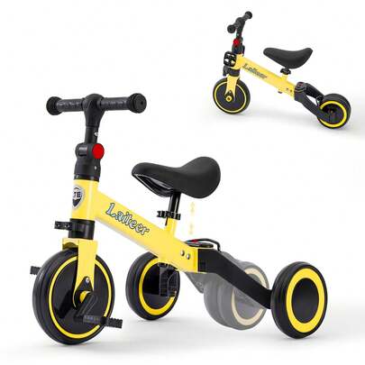 3-In-1 Toddler Trike Balance Bike Combo With Foldable Rear Wheels&Removable Pedals,Learn-To-Ride On Tricycle For 2-5 Years Old,Quick Assembly,Adjustable Height Kids Bicycle