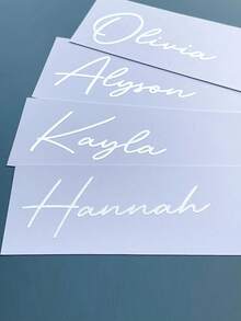 Pegatinas de etiquetas personalizadas con nombre, pegatinas de vinilo con texto para botellas de agua de vidrio, decoración de boda personalizada, fuentes de vinilo, etiquetas de vinilo, pegatinas para pequeños negocios - Multicolor - Ver 7