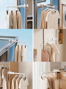 1pc Travel Clothes Drying Rack, Non Perforated And Extendable Clothes Drying Pole. Folding Multifunctional Hotel Balcony Clothes Rack, Portable Storage, Laundry Storage And Storage. Home And Daily Necessities, Drying Racks.