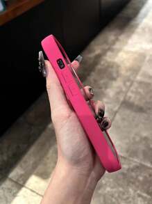 Minimalist Thick Anti-Drop Fuchsia Pink Phone Case Compatible With IPhone 16 Pro Max/16/16 Pro/16 Plus/16E/15/15 Plus/15 Pro/15 Pro Max/11/12/13/14 Pro Max/XS/XR/11 Pro/11 Pro Max/12 Pro/12 Pro Max/13 Pro/13 Pro Max/7 Plus/14 Pro/14 Pro Max/14 Plus/7 Plus/8 Plus/8/SE2/13 Mini/12 Mini Soft Waterproof Shockproof Scratch Resistant - Hot Pink - View 2
