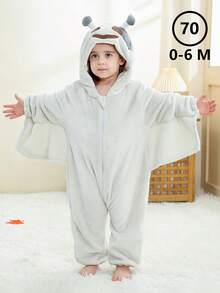 MICHLEY 1Pc Baby Cartoon Animal Form Flannel Cute Sleeping Bag Long Sleeve Zipper Hooded Comfortable Children's One-Piece Pajamas Unisex Baby Products Suitable For Living Room,Halloween,Party Wear