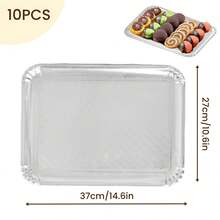 10 Stücke Silber Kuchentabletts, schwere, wegwerfbare rechteckige Pappe mit fettabweisender Beschichtung, verstärkte Basis Papier Kuchenböden für elegante Dessert-Tisch-Servierpartys, Cupcake-Präsentation, Geburtstags-Party, Hochzeit