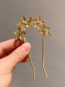 1件优雅时尚韩版闪亮锌合金蝴蝶四爪发夹水晶发卡饰品，适合日常和派对使用，可作发梳、侧梳、学校用品、大学用品、婚礼用品、发饰、头部饰品。 - 彩色 - 查看 14