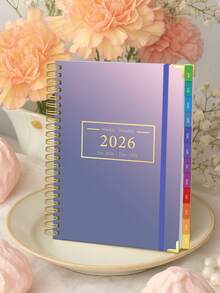 Planificador mensual de enero de 2026 a diciembre de 2026, planificador mensual, diario y semanal mínimo en tamaño A5 con contactos, grandes cuadrículas para escribir y notas, 8*6 pulgadas, calendario de planificación para maestros, uso de oficina, útiles escolares - Morado - Ver 7