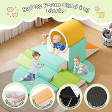 Soft Play Climbing For Toddlers, 8/10pcs Foam Climbing Blocks For Toddlers For Nursery, Living Room, Baby Climbing Blocks With Tunnel For Climb,Crawl And Slide - 橘色 - 查看 8