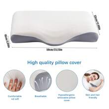 Almohada viscoelástica Space Slow Rebound, 10 cm de grosor, soporte cervical en forma de mariposa, 59*33 cm, color gris