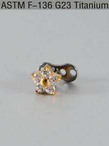 1PC F136 Titanium Dermal Anchor Cown Flower Leaf Triangle Micro Dermal Anchor Diver Implants Jewelry Body Piercing Zirconia Flat Back Cluster Hide In Face Clavicle Skin 14G Piercing Jewelry Sexy Unisex - Titanium - View 16