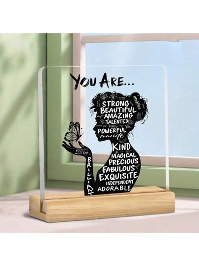 1 件亚克力激励桌牌 - 积极肯定装饰，适合家庭、办公室或卧室 - 现代简约生日、乔迁、节日、励志和鼓励礼物