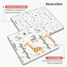 PLGLOG Baby Play Mat,59"X59" Foldable Play Mat,Baby Crawling Mat,Reversable,0.8" Thick Waterproof Baby Floor Play Mat,Carlwing Mat,Baby Floor Mat For Babies,Toddlers,Infants,Play & Tummy Ma - hươu cao cổ - Xem 3
