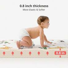 PLGLOG Baby Play Mat,59"X59" Foldable Play Mat,Baby Crawling Mat,Reversable,0.8" Thick Waterproof Baby Floor Play Mat,Carlwing Mat,Baby Floor Mat For Babies,Toddlers,Infants,Play & Tummy Ma - hươu cao cổ - Xem 5