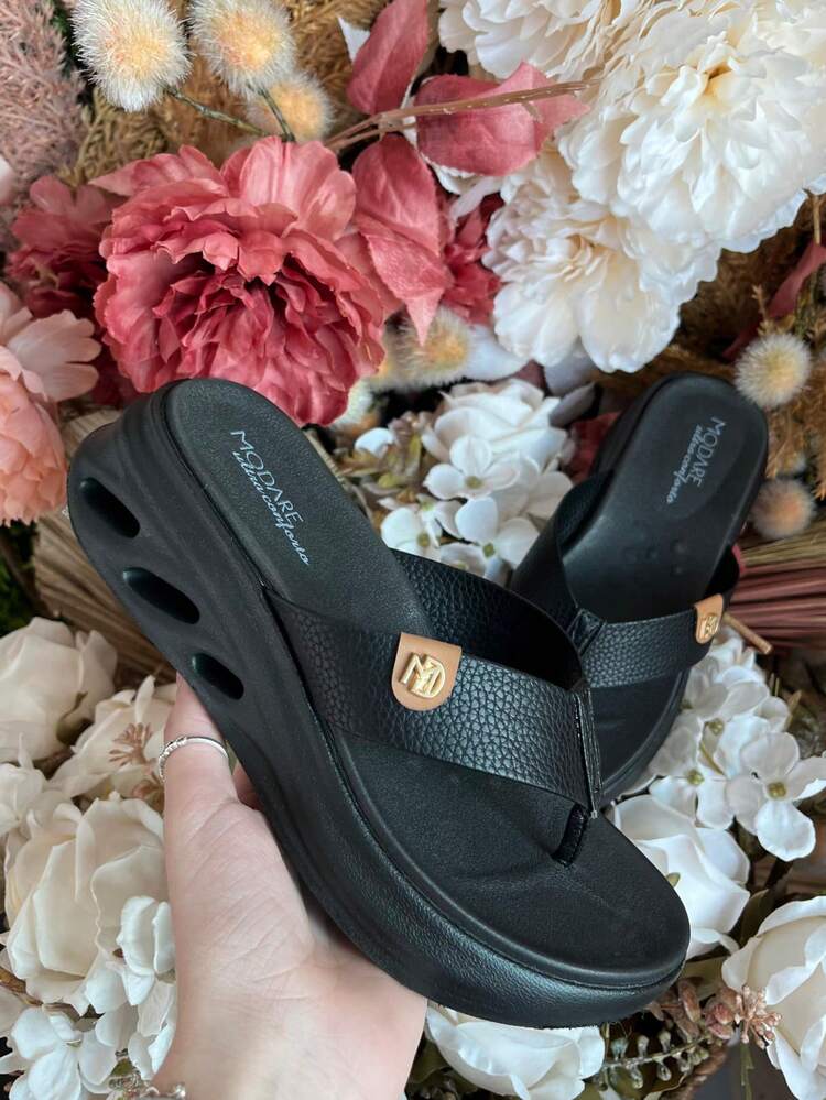 Modare ultraconforto sandalia tamanco furos chinelo tamanquinho - Preto Venezia - Visão 1