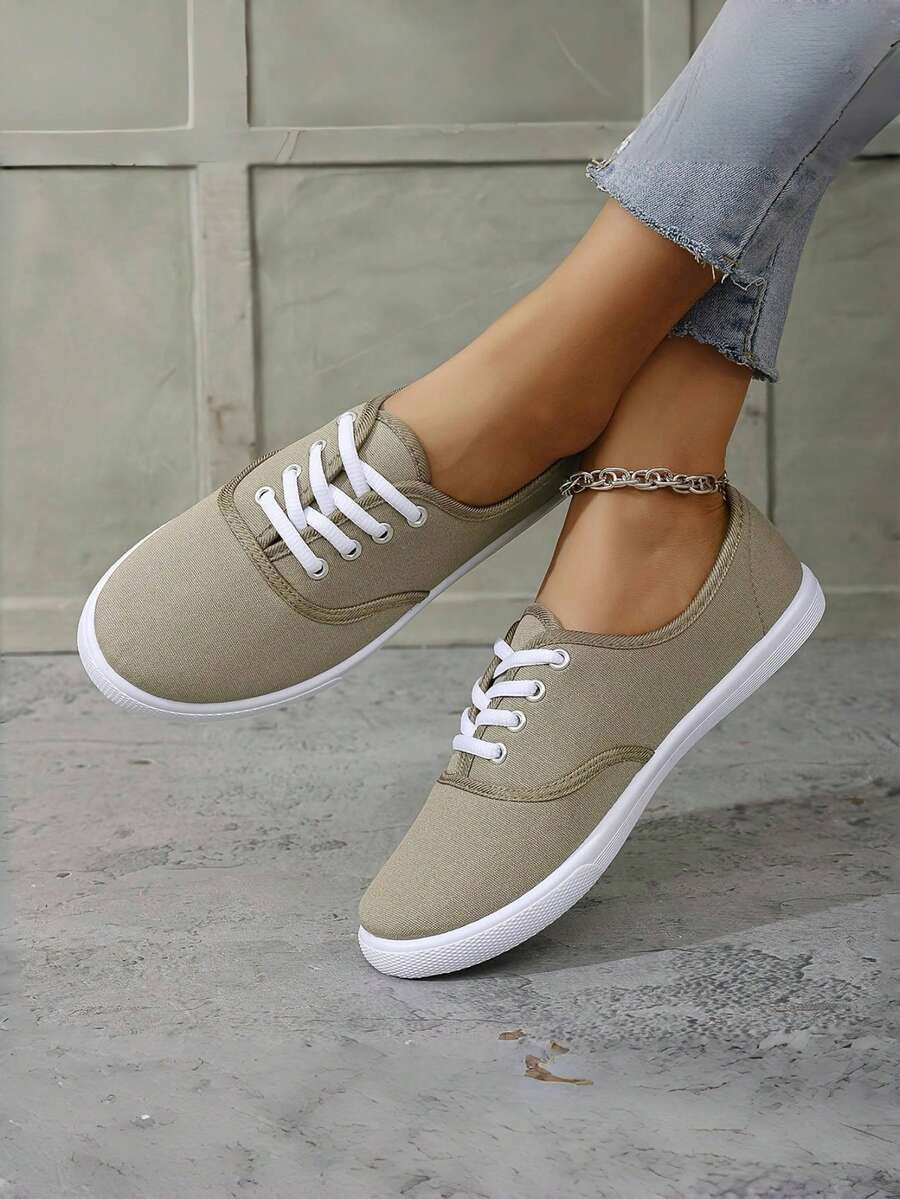 Zapatos cómodos de lona con cordones para mujer - Zapatillas casuales suaves y transpirables, adecuados para caminar y correr