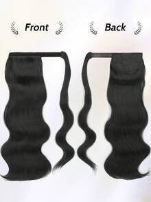 nimoki 18 Inch Heatproof Wavy Synthetic Fiber Ponytail Extension With Hook And Loop, For Everyday Wear, Wrap-Around Ponytail Wig (Natural Black) - Natural Black - View 5