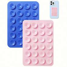 4pcs/Set Silicone Suction Cup Phone Holder, Waterproof Sticky Base Fit Most Phones, Selfie Video Universal Finger Grip, Black/White/Purple/Orange Colors; 2pcs/Set Black-Pink/White Colors