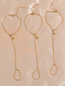 1 pieza Pulsera con anillo de cadena fina minimalista y de moda, joyería de novia de moda para mujer