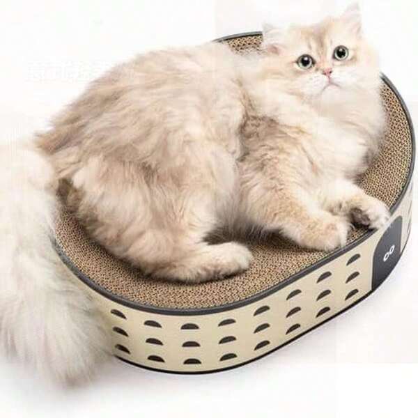 Oval Cat Scratcher Bed, 2-In-1 Scratching Pad, Natural Corrugated Cardboard, Sealed Base, No Assembly, Stylish Colors Blend Any Home Decor
