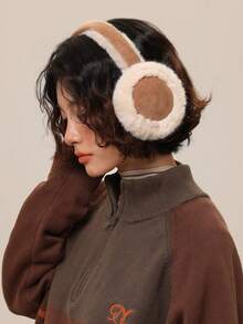 1 件女士时尚兔毛耳套，温暖多功能冬季骑行耳套，厚毛绒耳套适合冬季保暖 - 棕色 - 查看 2