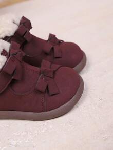 幼儿圆头休闲低帮时尚魔术贴踝靴 - 酒紅色 - 查看 6