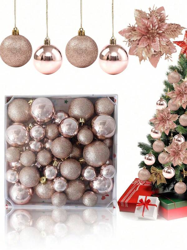 44 pezzi - Palline di Natale, decorazioni per albero di Natale, decorazioni sferiche in plastica infrangibile da appendere per albero di Natale, vacanze, feste di matrimonio, finestre, Natale, compleanni, San Valentino, Pasqua, casa, ufficio, decorazione da parete, perfette per creare un'atmosfera natalizia - regalo di Natale 7/6/5/4/3 cm (2,8/2,4/1,9/1,6/1,2 pollici)