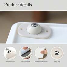 4/12 件自粘式强力滚轮 - 抛光金属表面，360° 旋转，适用于厨房电器和小型家具 - 白色 - 查看 6