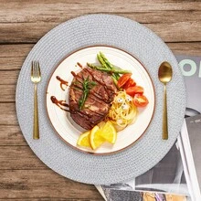 6 Pack Round PP Placemats And Coasters Set - 13.2 Inch Waterproof Non-Slip Table Mats For Dining Decor, Dishwasher Kitchen Tableware - Silver - View 4