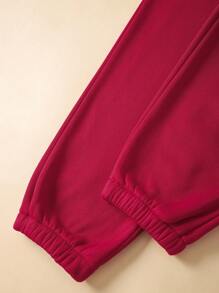 Customized Women's Sports Sweatpants - Customized Fleece And Thickened Pants, Add Your Text, Choose Font And Color, Sweatpants Customization, Custom Autumn And Winter Special Sports Pants, Design Your Own Personalized Pants As A Gift For Girlfriend, Family, Yourself, Anniversary, Festival, Etc. Customized Gifts, Customized Pants, Customized Text Pants, Women's Pants - Burgundy - View 5
