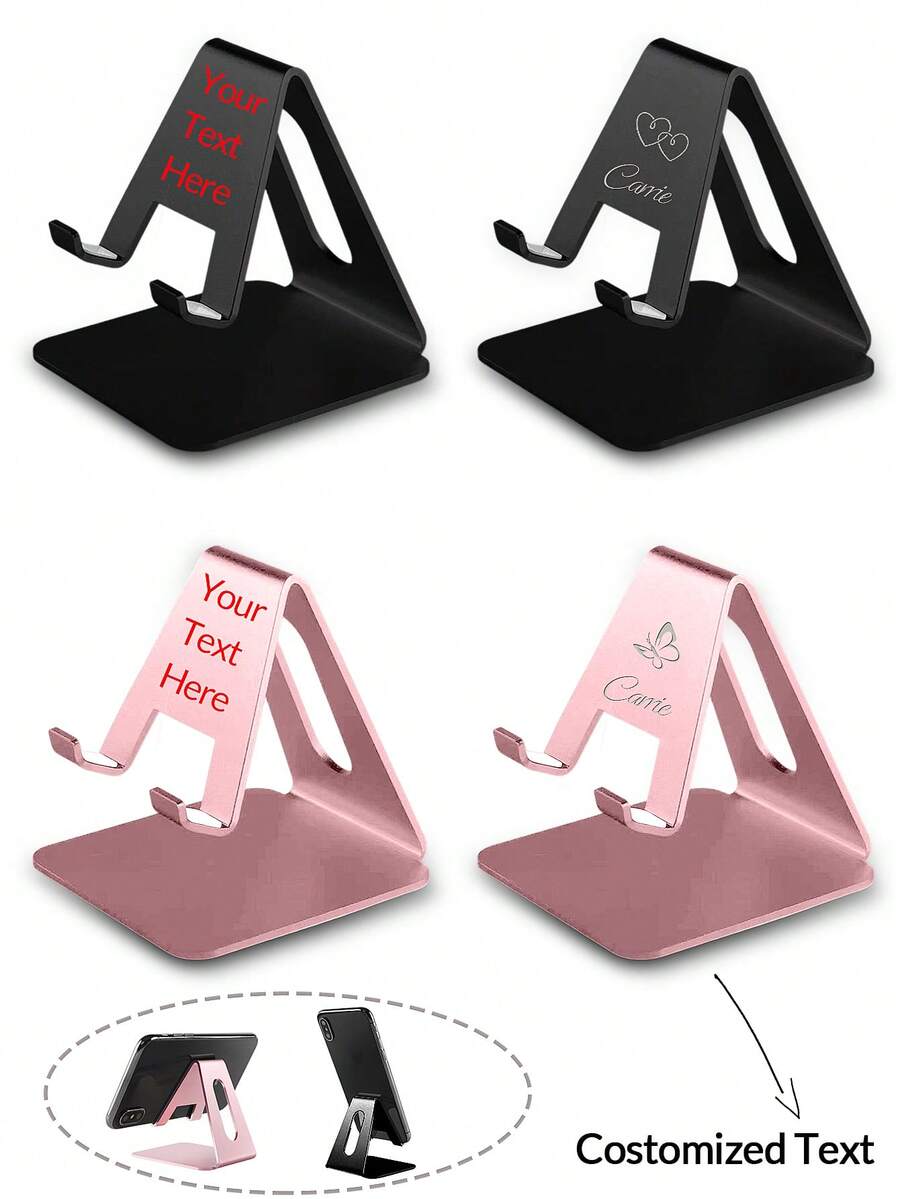 1pc Customized Fixed Metal Desktop Phone Holder, Suitable For All Phone Models, Team Activity Gift, Gift For Father, Mother, Friends