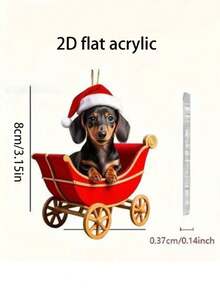 1/3/5 piezas Colgante de perro salchicha acrílico 2D plano - Llavero acrílico navideño, Accesorio de llavero de mascota lindo, Idea de regalo de festival, 2D plano, Mejor para Navidad, Decoración navideña