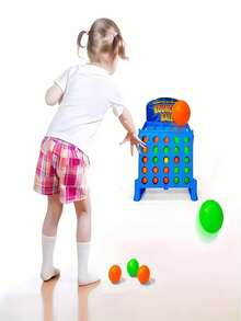 [Interactive Bouncing Ball Game] Interactive Bouncing Ball Board Game For Family Fun | Strategy Tabletop Game, Enhances Logic Skills For Kids, Exciting Group Play, Durable Plastic, Mixed Colors, Win By Aligning Four Balls - Multicolor - View 2