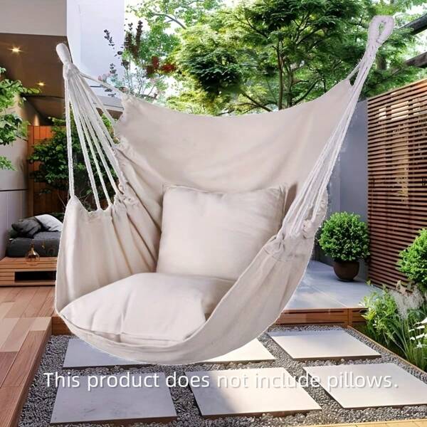 Portable Outdoor Camping Hammock Chair - Durable Hammock Style Design, Lightweight & Sturdy Fabric Material Suitable For Backyard, Travel, Camping - Black/White/Gray (Pillow Not Included), Camping Chair, Hammock Swing