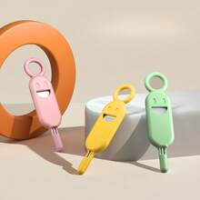 Macaron Solid Color Phone Anti-Lost Card Needle Case + Stainless Steel Card Ejector Needle, SIM Card Holder, Phone Card Removal Tool, Keychain, Convenient Ejector Pin Gift