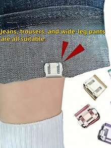 10-1pc Invisible Leg Shortening Clips, Anti-Slip Pants Edge Clips, No-Sew Hidden Buckle For Leg Closure, Anti-Towling Pants Hem Fixing Device, Pants Hem Fixing Clip, Perfect For Tailored Clothing,Suitable For Cuffs, Clothing Corners, Leg Shortening, Anti Slip, Clothing - Multiple Colors - Multicolor - View 5