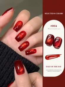 15ML容量,2025秋冬季节,新年新礼物,闪耀宝石红樱桃深酒红色水晶猫眼凝胶指甲油。适合所有季节,半透明猫眼磁性美甲美甲。与底油和面油一起使用,需要紫外线灯。植物基猫眼色套装适合初学者、家庭、办公室、通勤、奢华约会。沙龙级风格,可持续28天。 - 彩色 - 查看 14
