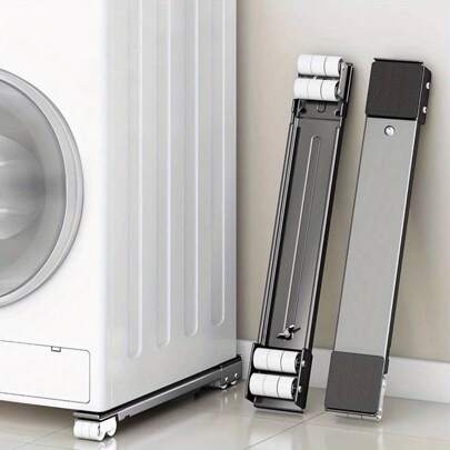 Conjunto de 2 carrinhos expansíveis para móveis com rodas giratórias 360°, almofadas antiderrapantes e freios, altura ajustável, material metálico, adequados para máquinas de lavar roupa, geladeiras e secadoras, fáceis de mover, não requerem bateria/energia elétrica, duráveis e protegem o piso - Acessórios para eletrodomésticos