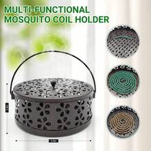 Soporte de metal con asa de estilo retro para espiral antimosquitos de hierro fundido - Quemador de incienso portátil, adecuado para decoración del hogar y campamento al aire libre