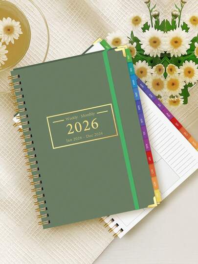 2026 Planner, Jan 2026 - Dec 2026, A5 Simple Monthly Planner Calendar Notebook With Colored Monthly Tabs,Holiday Reminder & Notes, Office Desk Accessories, Back To School Supplies,Perfect Gifts