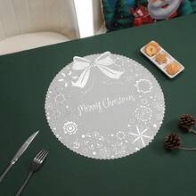 4/6PCS Creative Christmas Western Style Table Mat, Household Desktop Circular Waterproof And Heat-Resistant Table Mat, Hot Stamping Table Mat And Thermal Insulation Mat - Multicolor - View 6