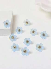 10pcs Crystal Flower Hair Clips, Summer Beach Braid Hair Accessories For Women Claw Clips Hair Claws Hair Barrettes, School Stuff - trắng - Xem 2