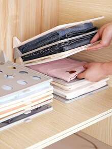 1/5 piezas Organizadores de ropa apilables y portátiles de plástico, organizador ahorrador de espacio para camisas, pantalones y accesorios, almacenamiento compacto ahorrador de espacio para armario, armario, organización del hogar, sistema de fácil recuperación para organización del hogar y lavandería