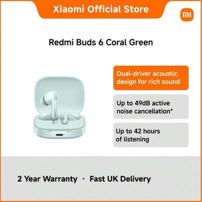 Redmi Buds 6 – Bluetooth 5.4 Wireless Earbuds With AI Noise Reduction, 54mAh Battery, USB-C Charging Case, Touch Controls & 10m Range, Ideal For Music, Calls & Daily Commute