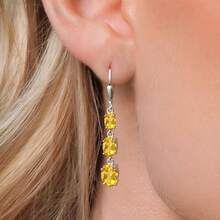 Gem Stone King 3-Stone Leverback Drop Dangle Earrings Women |   925 Sterling Silver |   Gemstone Birthstone |   Oval 8X6MM 7X5MM And 6X4MM |   Fine Jewelry Gifts Her Mom Women Wife - 黃水晶,十一月 - 查看 3