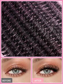 648/666/720套D型卷翘大容量睫毛套装，簇状睫毛。规格有10D+20D+30D+40D/30D+40D+50D+60D/50D+60D+80D+100D。套装提供多种不同组合，簇状睫毛长度从10毫米到16毫米不等，自然柔软。套装包含睫毛胶水、粘合剂和密封胶、睫毛簇状套装、睫毛、假睫毛。 - 粉色 - 查看 11