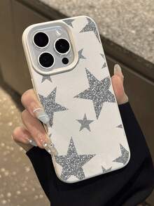 1 件银色星纹荔枝纹防摔防滑软手机壳保护套适用于苹果和三星手机防水防震防刮 - 彩色 - 查看 5