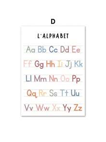 1 pieza Pintura en lienzo con alfabeto, números y símbolos del clima en estilo nórdico para decoración de habitación infantil