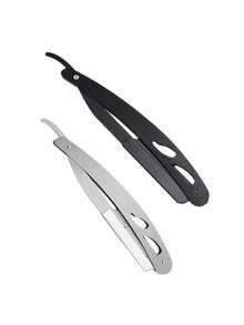 1 pieza Navaja de afeitar plegable, afeitadora manual, arreglo facial para hombres, herramienta de afeitado para barbería, hoja de navaja recta de acero inoxidable, apta para uso en barbería y en el hogar (hojas no incluidas) - Multicolor - Ver 6