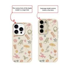 1pc TPU Material Cute Summer Beach Vacation Element Pattern Phone Case Compatible With Iphone/Compatible With Samsung Redmi - White - View 7