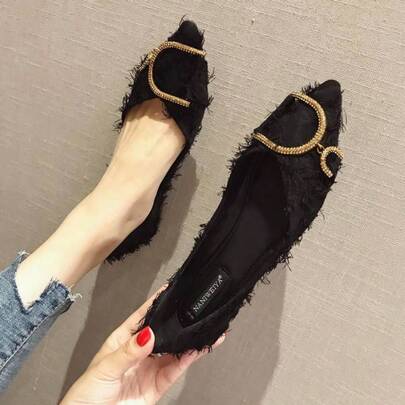 Scarpe da donna con punta versatile, nuove scarpe da barca, scarpe da donna, scarpe con tacco basso e tacco basso, scarpe da barca coreane con strass,